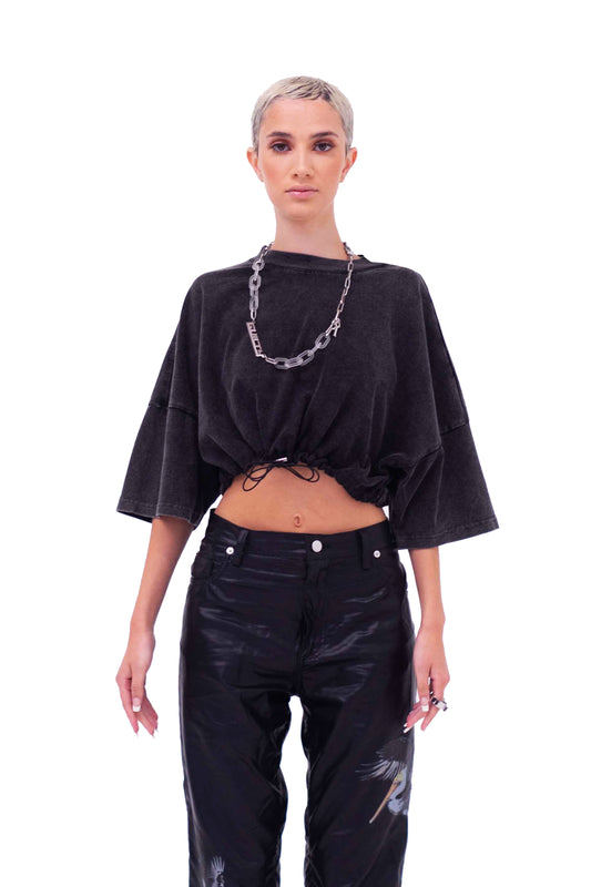 CROPPED ACID WASHED T-SHIRT